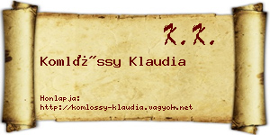 Komlóssy Klaudia névjegykártya